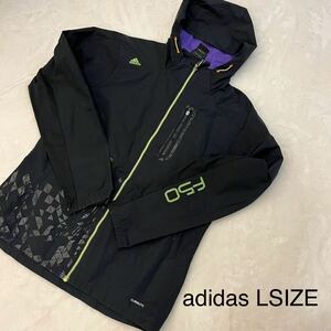 【美品】adidasアディダスCLIMALITEジャケット ブラック黒マウンテンパーカー Jacket Lサイズアウトドア★キャンプ★スキー★釣り