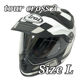 美品 Arai ツアークロス3 ビジョン フルフェイスヘルメット ホワイト アライ tour cross 3 ホワイト ブラック