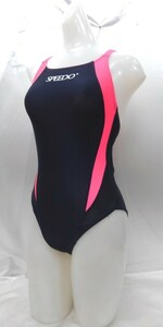 r1_9288r ★定形外 配送★ speedo スピード ハイカット競泳水着 光沢ダークネイビー×蛍光ピンクスラッシュ Lサイズ