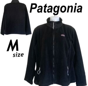 Patagonia パタゴニア レディース フリースジャケット M ポーラテック ブルゾン USA製 アウトドア ブラック系 (J33)★