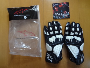 【中古】Alpinestars アルパインスターズ S-1 グローブ ブラック/ホワイト Mサイズ