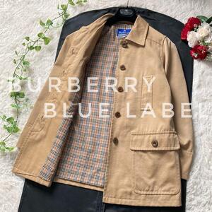 バーバリーブルーレーベル　ステンカラーコート　ハーフコート　比翼　ノバチェック　40サイズ　BURBERRY BLUE LABEL