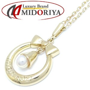 MIKIMOTO ミキモト ネックレス リボン リースモチーフ パール3.8ミリ 真珠 K18YG イエローゴールド/290726【中古】