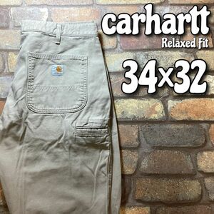 ★アメリカ直輸入★正規品★【carhartt カーハート】Relaxed Fit B299 GKH ワークパンツ ダボパン【34×32】ゴールデンカーキ 薄茶 K3-423