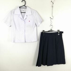 1円 ブラウス スカート 上下2点セット 160A 夏物 女子 学生服 兵庫姫路西高校 白 制服 中古 ランク:C NA2998