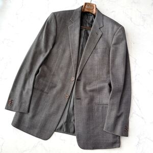 C795 極上 シルク × ウール GIORGIO ARMANI ジョルジオ アルマーニ クラシコ 青タグ テーラード ジャケット 秋冬 絹 グレー 灰 48 ＝ XL位