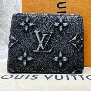 【現行 極美品 完売品】ルイヴィトン LOUIS VUITTON スレンダー 二つ折り財布 モノグラム カウハイド レザー 黒 メンズ ビジネス M81774