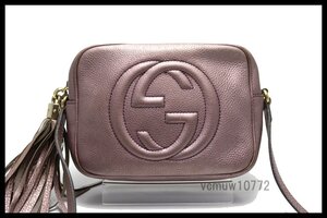 希少美中古■GUCCI ソーホー フリンジ スモールディスコ レザー ショルダーバッグ グッチ■1219nn5087837