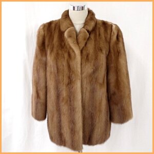 ★美品 NAKAMURA FUR/ナカムラファー リアルファー ショートコート 9/レディースM相当/ブラウン系/毛皮&1808900464