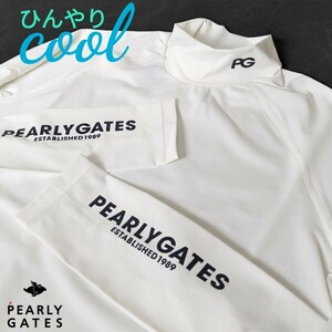 ★新品正規品 PEARLYGATES/パーリーゲイツ Beatrix cool長袖ハイネックカットソー size4(M)　ひんやり接触冷感素材！