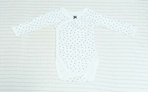 美品☆ PETIT BATEAU プチバトー ボディスーツ 長袖オール ロンパース ハート柄 白 3m 60　　　　　　　　　　　　　　　　　　　