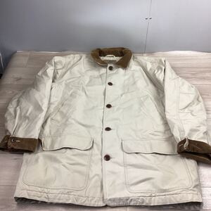 o1387 L.L.Bean キルティングライナー コットン キャンバス フィールドコート ベージュ Lサイズ ジャケット USED