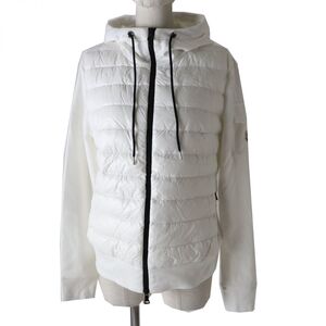 未使用品◎正規品 21AW MONCLER モンクレール MAGLIA CARDIGAN レディース ダウン切替 ジップパーカー ホワイト 白 M タグ付き