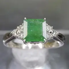 pt900 プラチナ エメラルド 0.87ct ダイヤ リング 12号5.09g