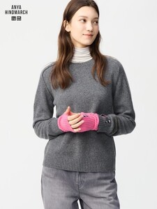 UNIQLO ANYA HINDMARCH WOMEN カシミヤクルーネックセーター Lサイズ グレー 2024年モデル コラボ