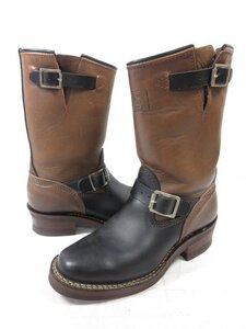 HH極美品 【ウエスコ WESCO】 ボス レザー プレーントゥ エンジニアブーツ 紳士靴 (メンズ) size6 ブラック×ブラウン系 □30MZA6522□