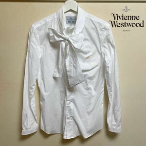 Vivienne Westwood MAN ヴィヴィアン・ウエストウッド 前リボン・ドレスシャツ 長袖 アシンメトリーボタン サイズ44