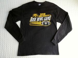 2016 アイオワ・ホークアイズ ROSE BOWL GAME ローズボウル ゲーム ロンT Hanes BEEFY-T 綿100 黒 ブラック 送料無料