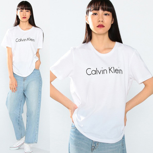 【カルバンクライン　Calvin Klein】エコ ラウンジ コンフォート Tシャツ　Sサイズ　LOGO Tシャツ　ロゴTシャツ　ホワイト白　レディース