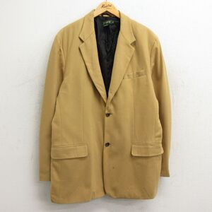 L/古着 ジェイクルー J.CREW 長袖 テーラード ジャケット メンズ 90s ロング丈 ウール ベージュ系 カーキ 24jan24 中古 アウター