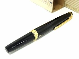 1円 ■美品■ PILOT パイロット エリート ペン先 18K 750 18金 万年筆 筆記用具 文房具 ステーショナリー ブラック系×ゴールド系 FD0968