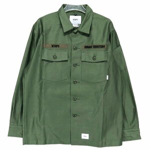 WTAPS 20AW BUDS/LS/COTTON. SATIN sizeM ダブルタップス WTVUA バッツロングスリーブシャツ コットンサテン オリーブラブ