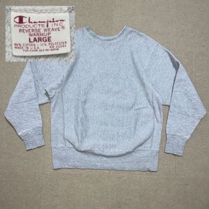 ¥1000スタート 70s 単色タグ Champion チャンピオン 無地 スウェット 杢グレー Large リバースウィーブ USA製 ヴィンテージ ビンテージ