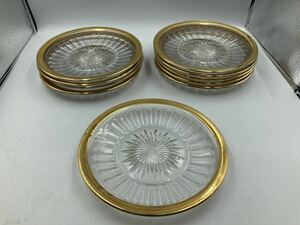 前回いたずら入札だった為　再出品　ほぼ未使用　今回限り　10枚ギヤマン　平皿　カットガラス　義山　日本料理　懐石料理　刺身皿　