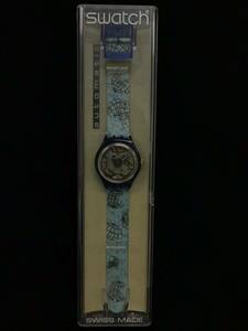 C14★スウォッチ SWATCH 1992年 自動巻き メンズ腕時計 地球柄ベルト スケルトン 稼働品