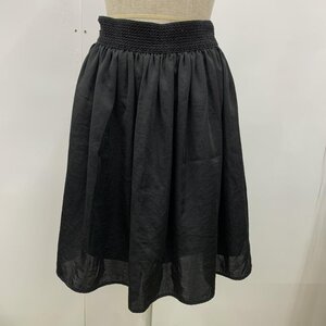 INDIVI 38 インディヴィ スカート ひざ丈スカート ギャザースカート 無地 Skirt Medium Skirt 黒 / ブラック / 10023504