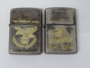 ユ■/Zこ8739　Zippo ジッポ AMERICAN EAGLE // ジッポロゴ 斜体 1988 1989 2個セット/ 着火未確認 保証無