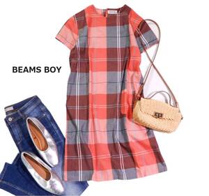 ビームスボーイ BEAMS BOY 可愛い☆ビッグタータン コットン シャツ ワンピース