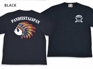 PANDIAN半袖Tシャツ◆PANDIESTA JAPAN ブラックLサイズ 523703 パンディエスタジャパン パンダ インディアン ネイティブ 刺繍