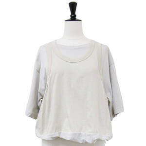 美品 JANE SMITH ジェーンスミス Tシャツ ベージュ サイズ:S 24春夏 タンクトップ レイヤード Tシャツ / LAYERED T-SHIRT 半袖 ショート丈