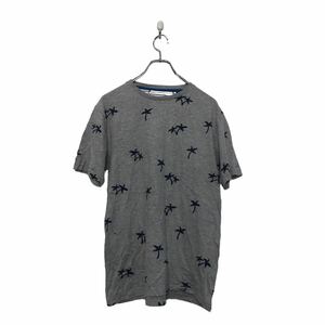 DENIM&FLOWER 半袖 プリント Tシャツ L デニムアンドフラワー グレー ブラック 総柄 古着卸 アメリカ仕入 a604-5074