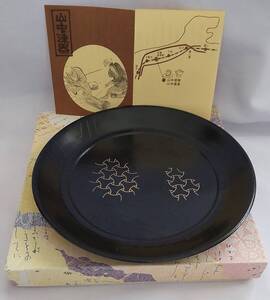 即決可　送料185円 匿名230円　山中塗器　菓子盆　千菓子器　和皿　丸盆　*茶道具/菓子器　　