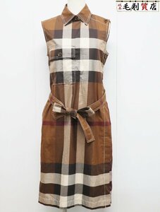 BURBERRY バーバリー ウエストリボン ワンピース 8048731 サイズＩＴ36 ブラウン チェック 【中古】 シャツワンピース