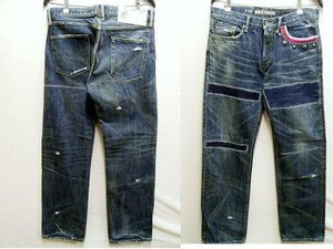 ◇即決[M]NEIGHBORHOOD 11AW BEADED.SAVAGE.MID/14OZ-PT コンチョ ビーズ MEDIUM STRAIGHT サベージデニム 112DCNH-PTM12 パンツ■2643