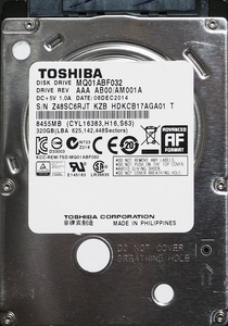 TOSHIBA MQ01ABF032 2.5インチ 7mm SATA600 320GB 45回 18688時間