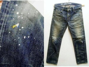 即決[M]NEIGHBORHOOD 2008年 WASHED.NARROW DENIM/14OZ-PT ナロー ペンキ加工 ペイント インディゴ SAVAGE サベージデニム パンツ■6033