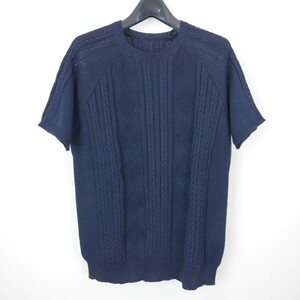 13SS uniform experiment ユニフォームエクスペリメント S/S CABLE CREW NECK KNIT コットン 半袖 ケーブル ニット NAVY 2