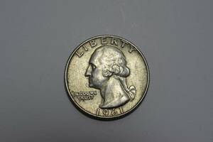（１８６－G）阿波コイン　アメリカ　４分の１D銀　1961年　６．３ｇ　美品クラス