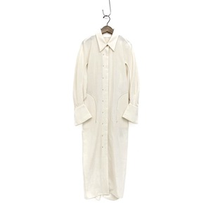 Mame Kurogouchi マメクロゴウチ Viscose Hemp Shirtdress バックベルトシャツドレス ヘンプワンピース ホワイト 1 MM22SS-DR033