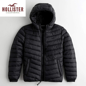 * ラスト * 新品 正規品 HOLLISTER Co. ホリスター ダウンジャケット Lightweight Hooded Puffer Jacket Down Jacket L / Black 送料無料 *