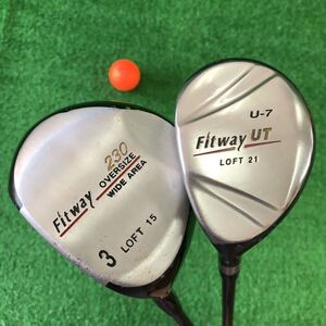 hf01k Fitway フィットウェイ 左利き レフティ ウッド2本セット F#3 15°/U#7 21°オリジナルシャフト FlexR 全国送料無料