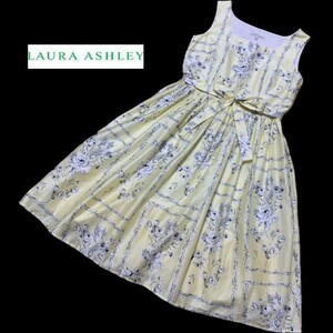 LAURA ASHLEY【ローラアシュレイ】クリーム色 花柄 コットン ワンピース 11号