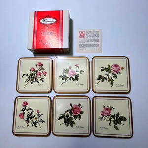 ★英国 Pimpernel★美しい薔薇柄 コースター 6種セット 10×10cm 保管品★WAKO/銀座和光取扱い品/バラ/ローズ