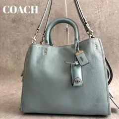 【極美品】COACH ローグ ペブルドレザー 2way ハンド ショルダーバッグ