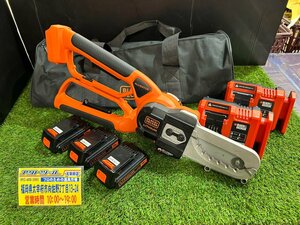 ◆中古/動作品◆ ブラックアンドデッカー LLP18N 18v コードレスハサミ型チェーンソー バッテリ3個 充電器2個付 【アクトツール太宰府店】