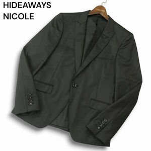 HIDEAWAYS NICOLE ハイダウェイ ニコル 通年 総裏 ストライプ★ 1B テーラード ジャケット Sz.48　メンズ 黒　A4T10660_A#O